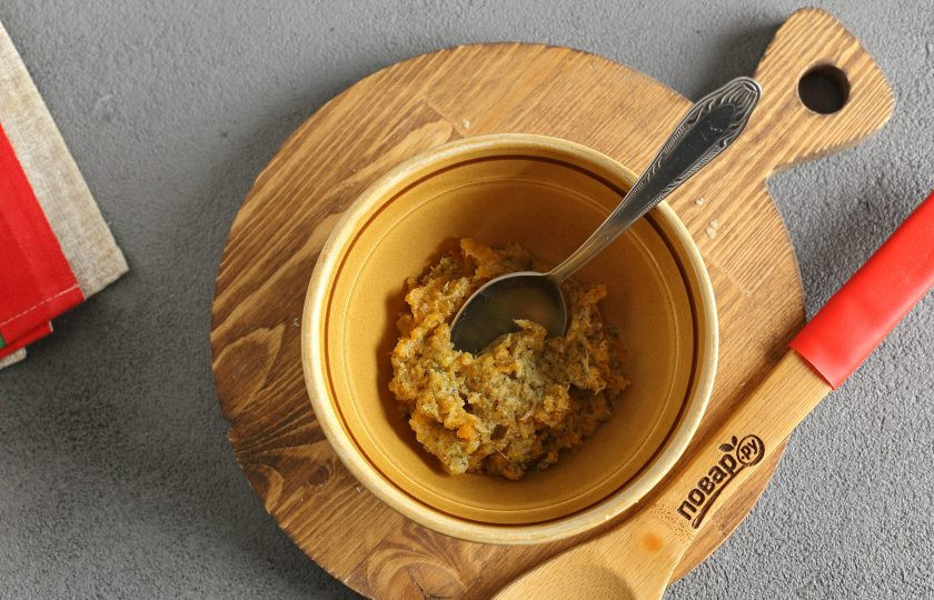 1. Этап. Овощное пюре для грудничка: Затем измельчите при помощи блендера или просто перетрите через сито.