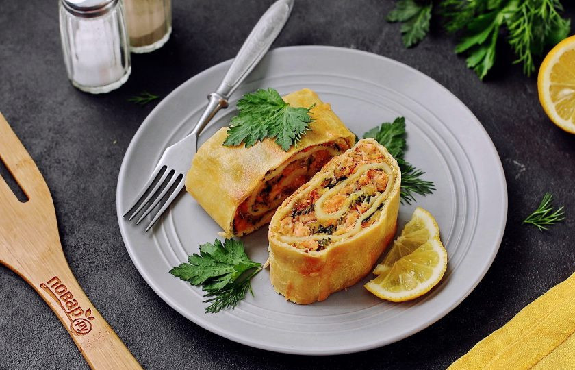 1. Этап. Штрудель с рыбой: Приятного аппетита!