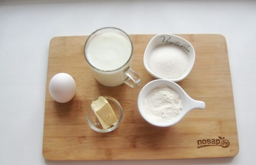 1. Этап. Вафли на простокваше: Подготовьте ингредиенты для приготовления вафель.