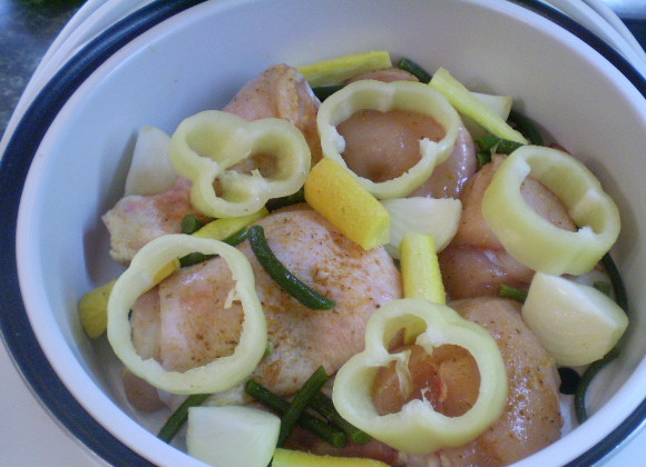 1. Этап. Курица с овощами в пароварке: 5. Устанавливаем пароварку и выбираем режим 