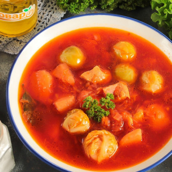 Борщ с брюссельской капустой