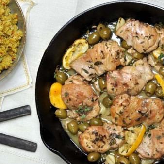 Курица с лимоном и оливками