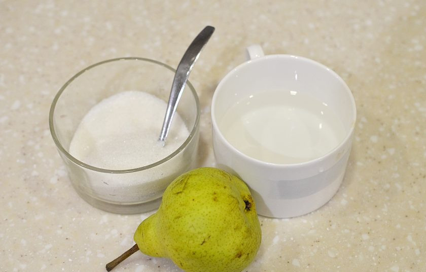 1. Этап. Глазированная груша: Подготовьте ингредиенты.