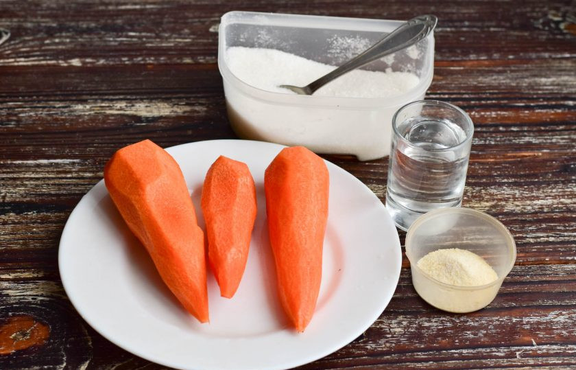 1. Этап. Морковное желе: Подготовьте ингредиенты.