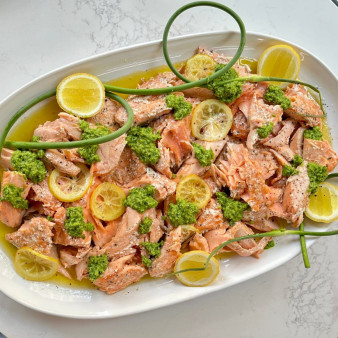 Allie Fitzpatrick's Slow Salmon With Garlic Scape Pesto