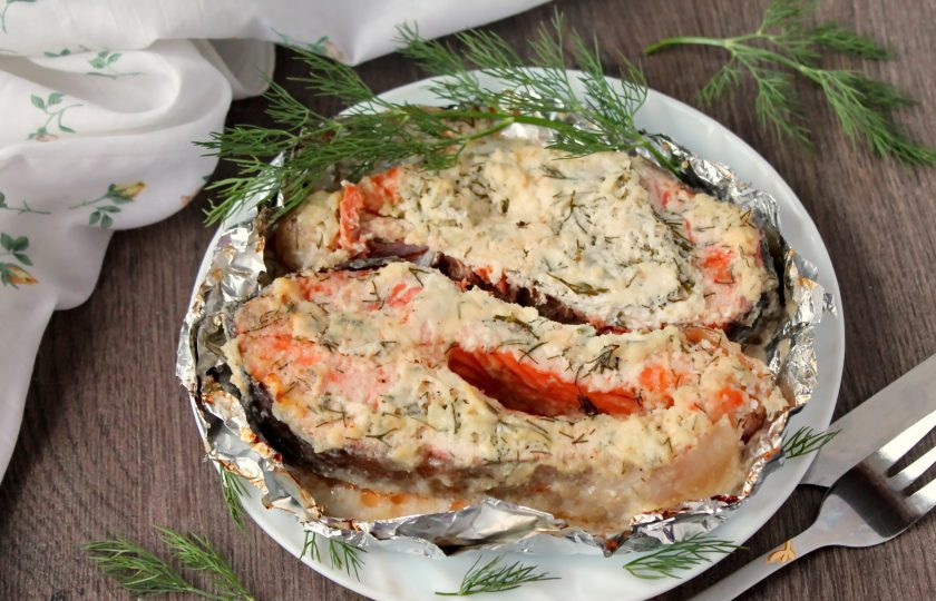 1. Этап. Форель запеченная в сметане: Приятного аппетита!