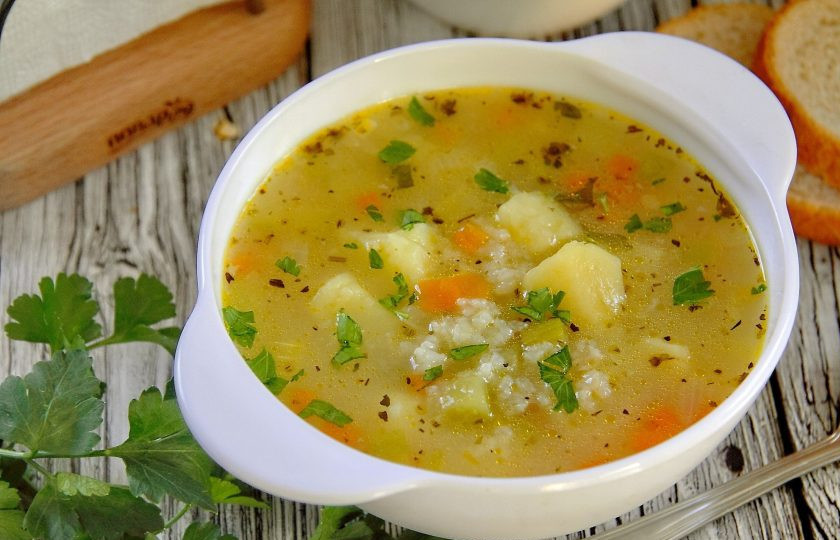 1. Этап. Суп с рисом и кабачком: Приятного аппетита!