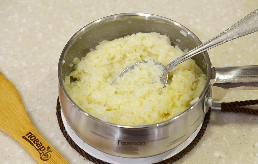 1. Этап. Сливочный рис с грибами: 5. Рис отварите до готовности.