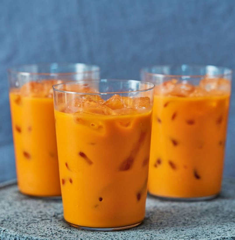 1. Stage. Thai Iced Tea: When ready to serve, pour tea over ice and add 2 tablespoons of sweetened condensed milk to each glass.