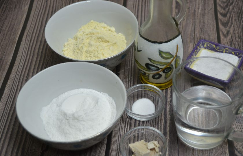 1. Этап. Безглютеновое тесто для пиццы: Подготовьте ингредиенты.