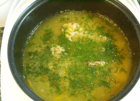 1. Этап. Гороховый суп без замачивания: 5. В конце варки кладем зелень. Суп готов! Приятного!