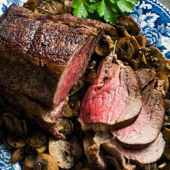 Roast Beef Tenderloin with Sautéed Mushrooms