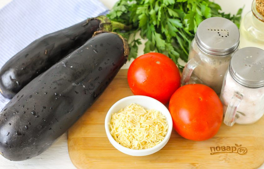 1. Этап. Медальоны из баклажанов: Подготовьте указанные ингредиенты.