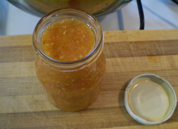 1. Этап. Вареная аджика на зиму: В стерильные баночки разложите готовую аджику, закройте стерильными крышками. Переверните банки вверх дном до полного остывания. Готово!