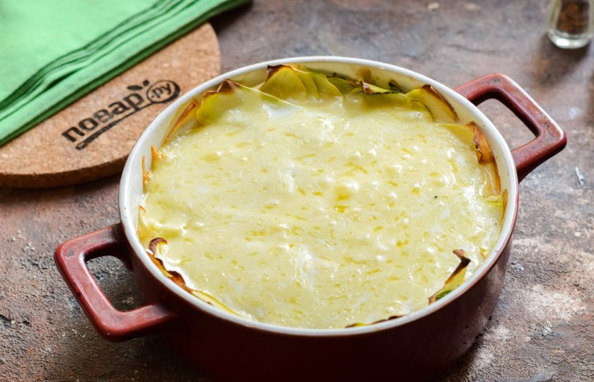 1. Этап. Лазанья из кабачков с рикоттой: Запекайте в духовке при температуре 180 градусов в течение 40-45 минут.