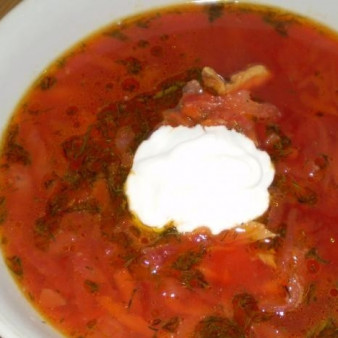 Борщ со свеклой и мясом