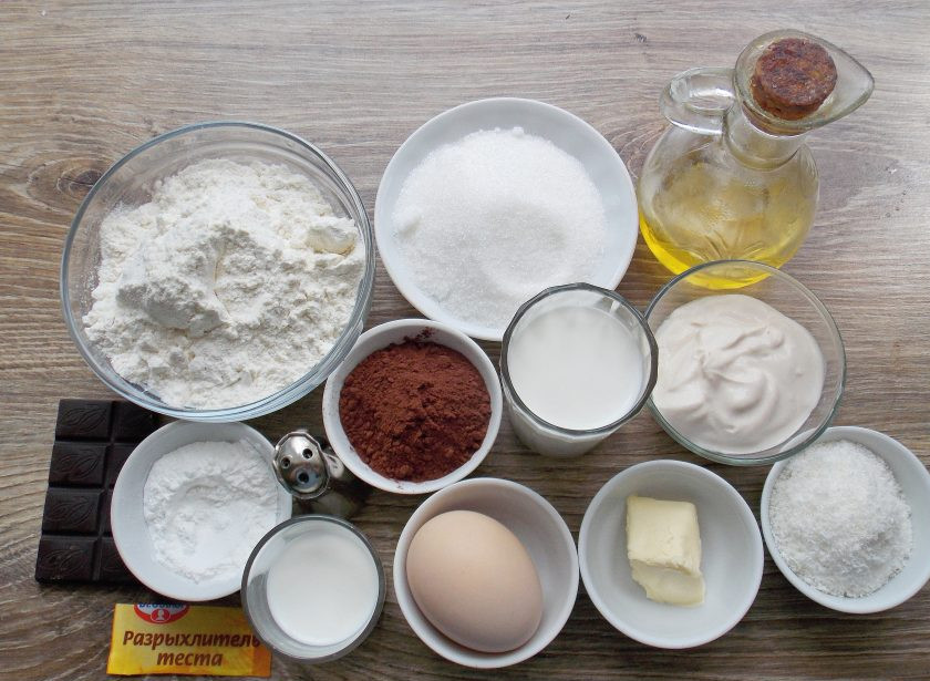 1. Этап. Капкейки Баунти: Подготовьте все необходимые ингредиенты для приготовления капкейков 