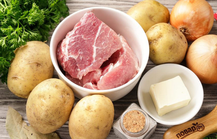 1. Этап. Похлёбка старорусская: Подготовьте все ингредиенты по списку.