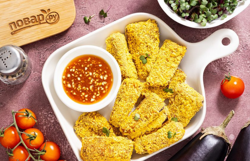 1. Этап. Хрустящие баклажаны в аэрогриле: Хрустящие баклажаны в аэрогриле готовы, приятного вам аппетита!