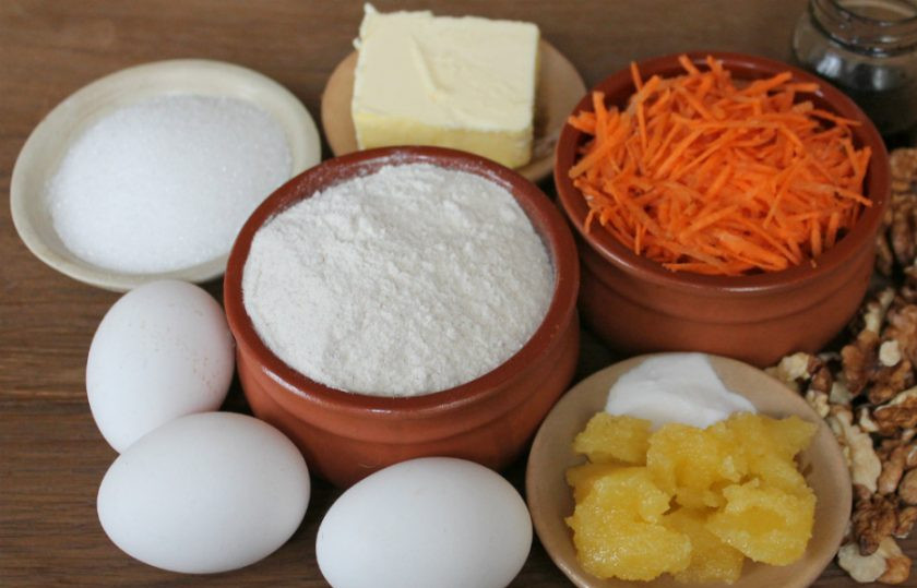 1. Этап. Морковный пирог с медом: Подготовим ингредиенты.