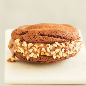 Choc hazelnut ice cream sandwich