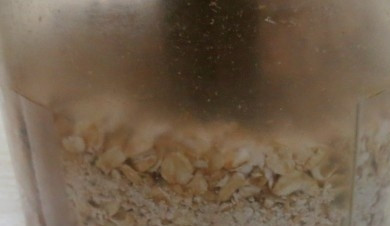 1. Этап. Овсяное печенье с медом: Хлопья подсушите на сухой разогретой сковороде около 10 минут. Затем остудите их и измельчите блендером.