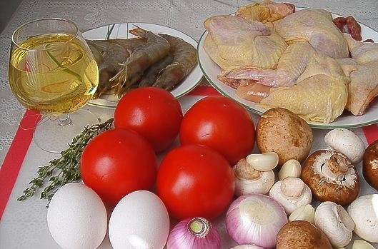 1. Этап. Курица Маренго: 1. Набор ингредиентов, которые мы будем использовать.