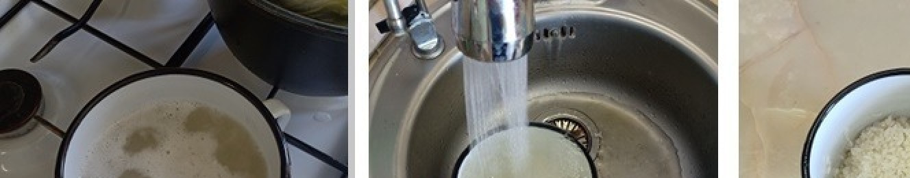 1. Этап. Нежные голубцы из савойской капусты: Рис отварить до полуготовности, затем промыть под проточной водой и дать воде стечь.