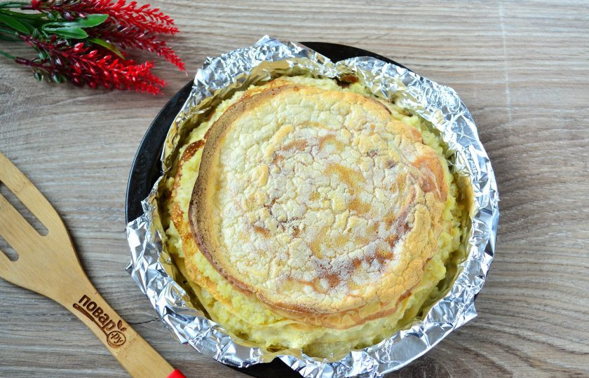 1. Этап. Блинница: Выпекайте в духовке при температуре 160 градусов 15 минут.