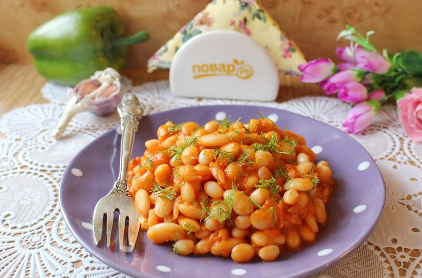 1. Этап. Фасоль в томате в мультиварке: Фасоль в томате в мультиварке готова. Можно подавать к столу.