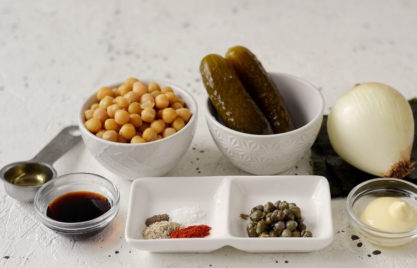 1. Этап. Веганский тунец: Подготовьте все ингредиенты.