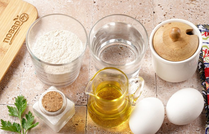 1. Этап. Диетические профитроли: Подготовьте все ингредиенты по списку, они должны быть комнатной температуры.