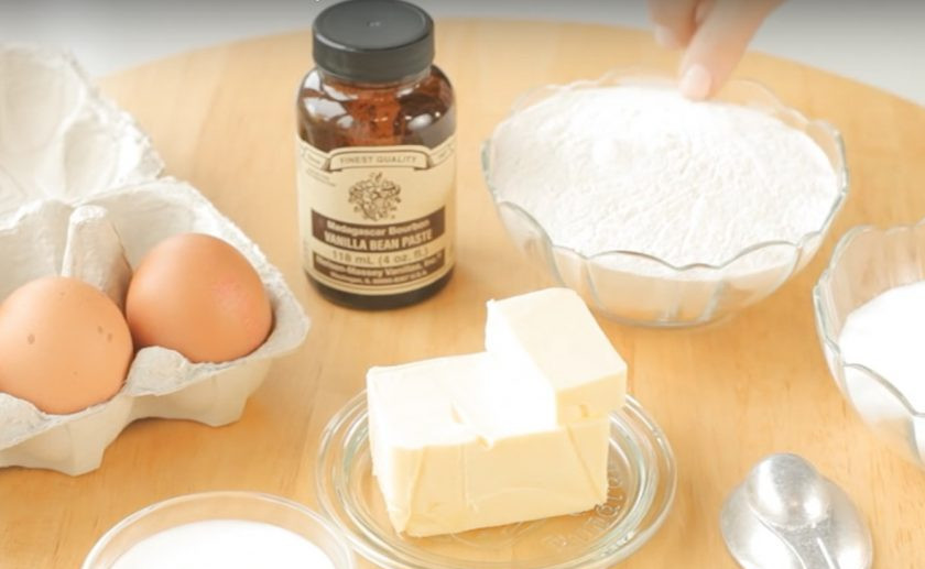 1. Этап. Ванильные кексы (базовый рецепт): 1. Для начала необходимо приготовить все ингредиенты.