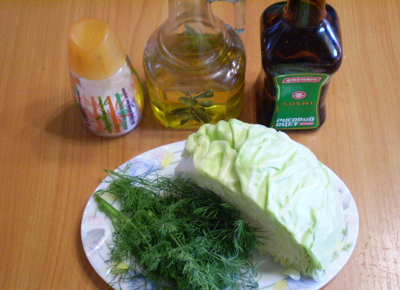 1. Этап. Капустный салат для похудения: 1. Приготовим продукты для салата.