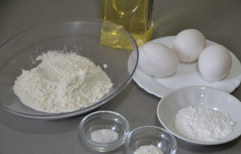 1. Этап. Кош теле татарча: Подготовьте ингредиенты. В данном описании использована половина продуктов от заявленного рецепта.