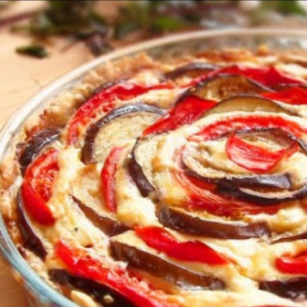 Творожный пирог с баклажанами