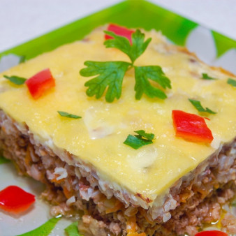 Мясная запеканка с гречкой