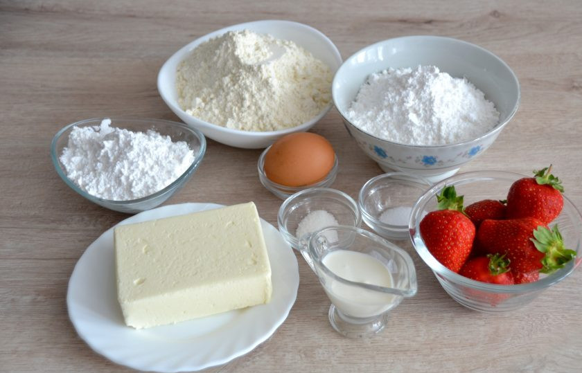 1. Этап. Пирожное Корзиночка с масляным кремом: Подготовьте ингредиенты.