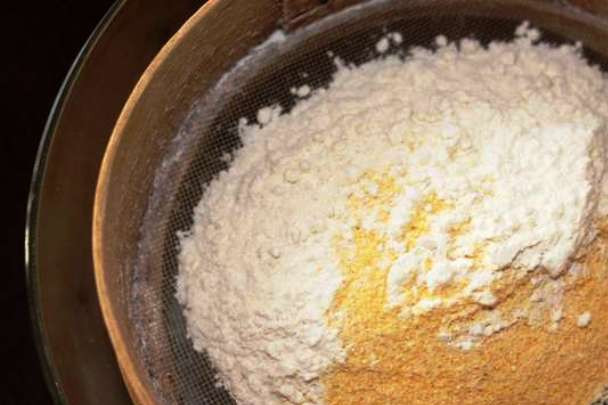 1. Этап. Торт Ангел: Просейте муку.