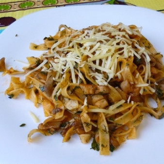 Макароны с вешенками