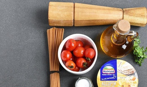 1. Этап. Паста с жареными помидорами: Продукты.