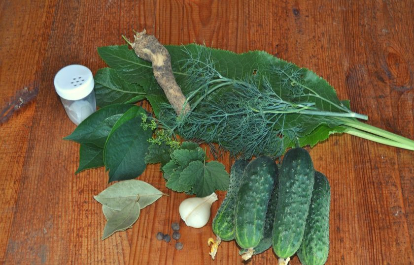 1. Этап. Малосольные огурцы в горячем рассоле: Подготовьте ингредиенты.