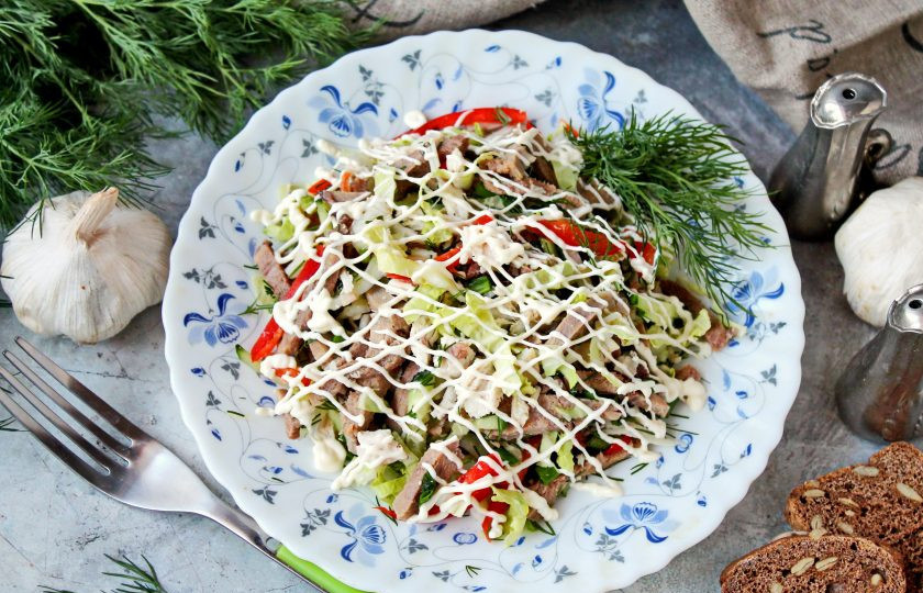 1. Этап. Салат с говяжьим языком и курицей: Приятного аппетита!