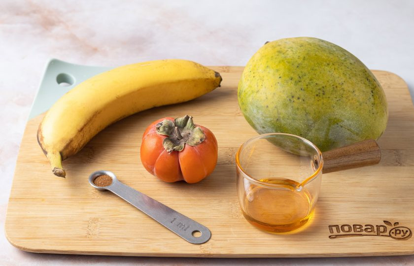 1. Этап. Фруктовая каша из фруктов: Подготовьте все ингредиенты.