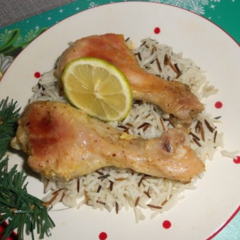 Куриные ножки с рисом в рукаве