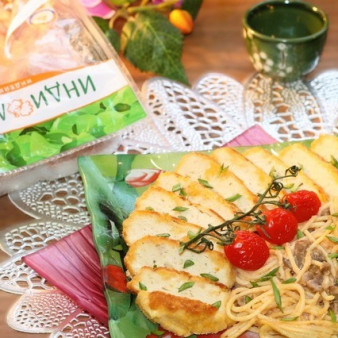 Котлеты со спаггети и грибным соусом