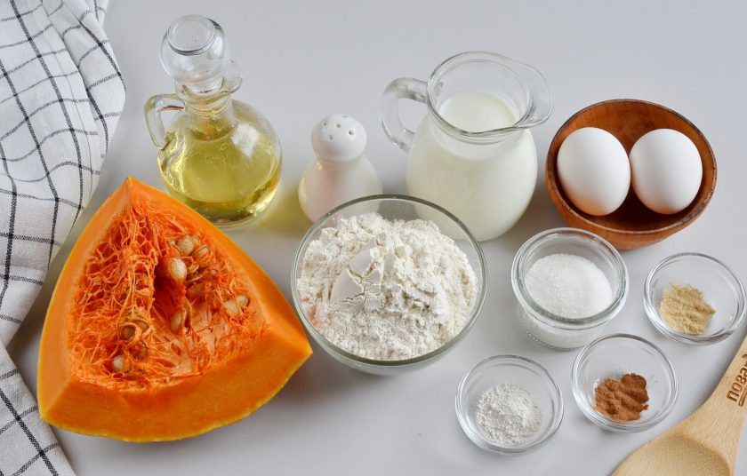 1. Этап. Блины с тыквой: Подготовьте ингредиенты. Приступим!