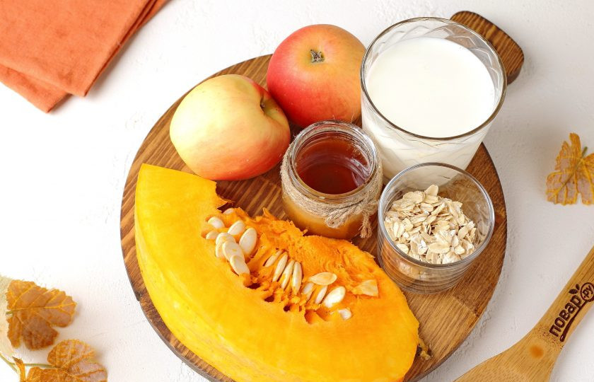 1. Этап. Смузи из тыквы с яблоком: Подготовьте все ингредиенты.