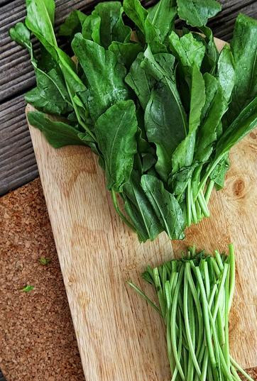 1. Этап. Зеленый суп с щавелем: Затем нарежем мелко щавель. Для приготовления супа используем только листья щавеля.