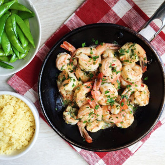 Sautéed Shrimp with Lemon-Parsley Spread and Couscous